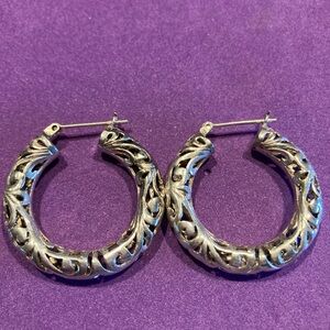 925 marked filigree hoops